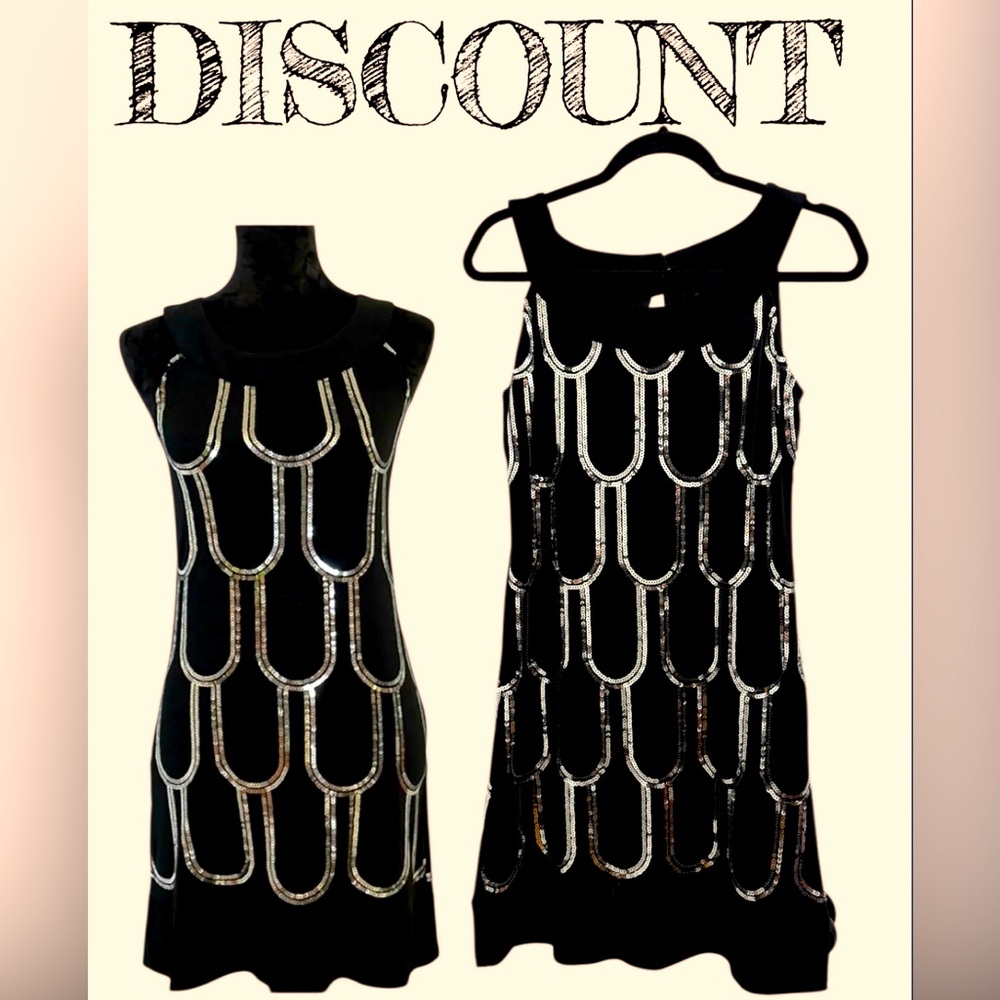 ✨Dressbarn Petite 6 Black Sequin Cocktail Party Dress NWT Boutique Collection🌹✨